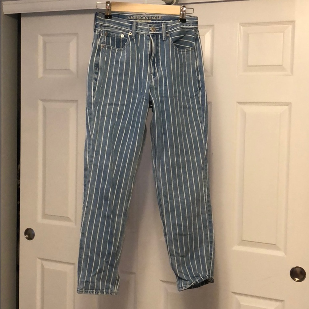 American Eagle Striped Mom Jeans